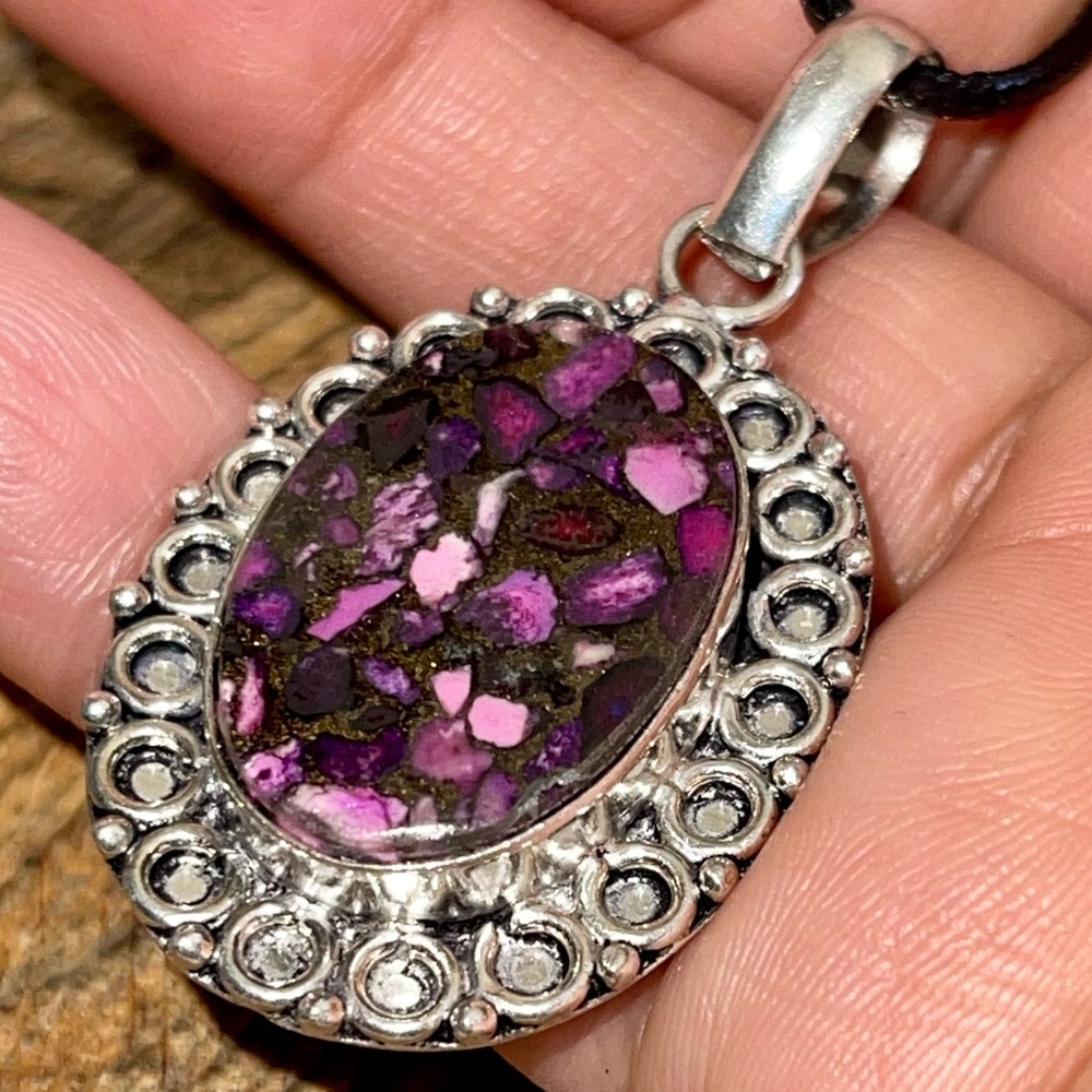 Charoite in Copper Pendant 2”